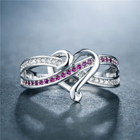 0.75 CT Round Cut Red Ruby & Diamond 925 Sterling Silver Infinity Twist Women's Wedding Rings