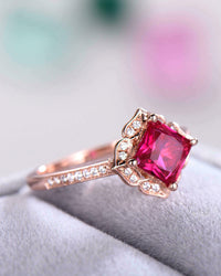 1 CT Cushion Cut Pink Sapphire Diamond Halo Engagement Ring 925 Sterling Silver