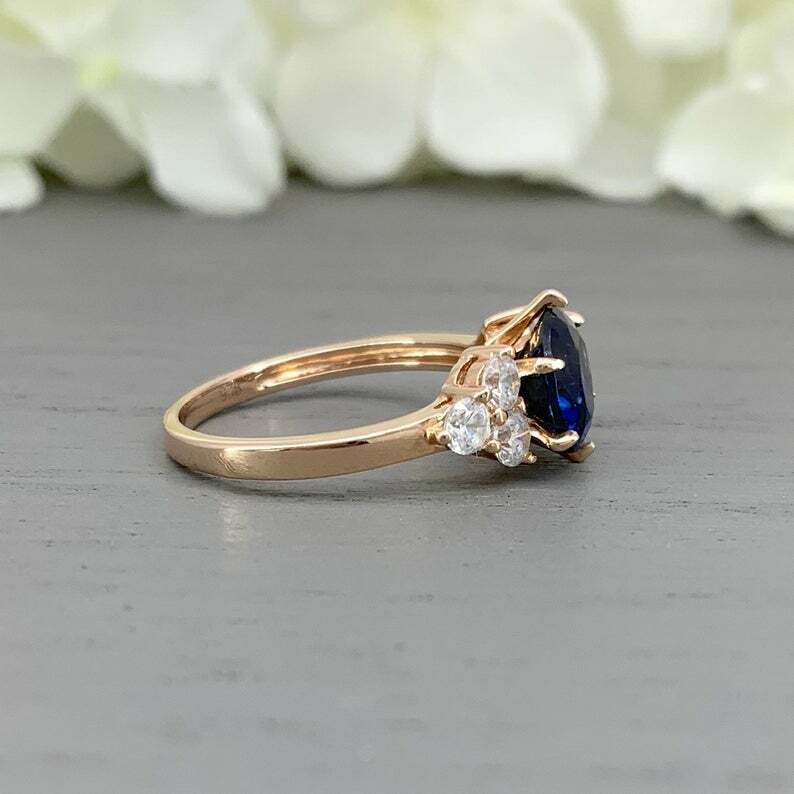 2 CT Round Cut Blue Sapphire Beautiful Halo Engagement Ring 925 Sterling Silver