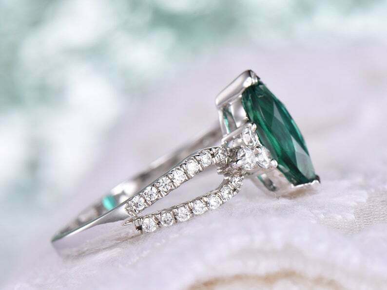 2 CT Marquise Cut Emerald Diamond 925 Sterling Silver Engagement Wedding Ring