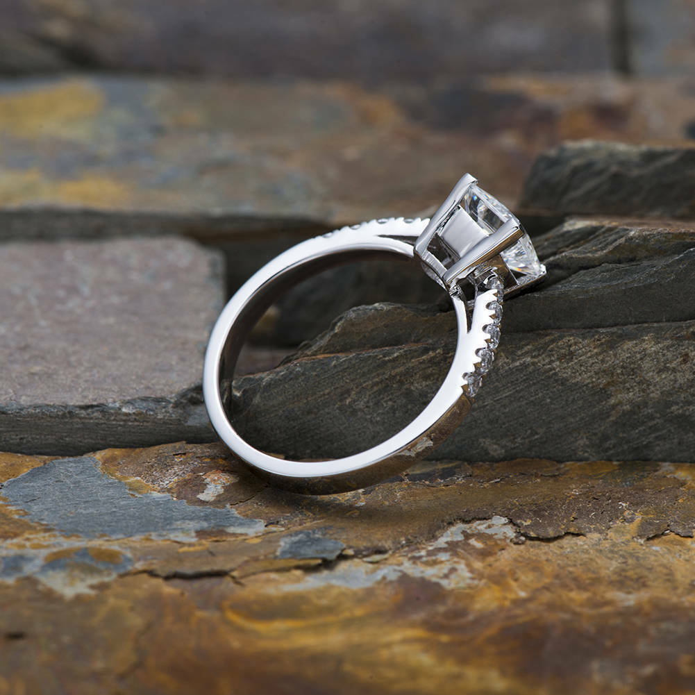 1.30 CT Princess Cut Diamond 925 Sterling Silver Women's Promise Ring