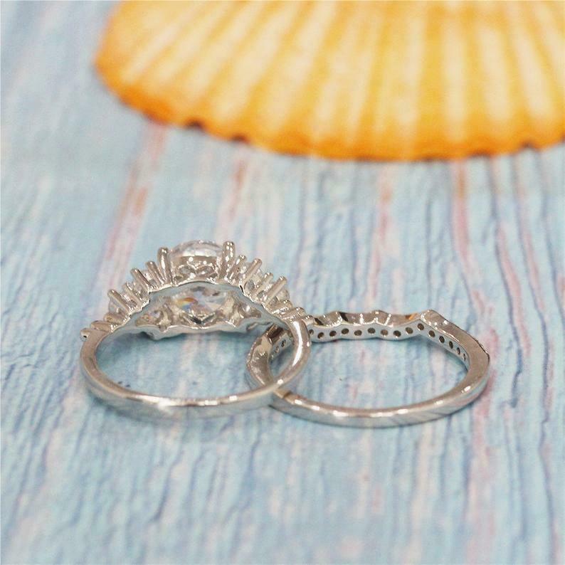 1.60 CT Round Cut Diamond 925 Sterling Silver Bridal Engagement Ring