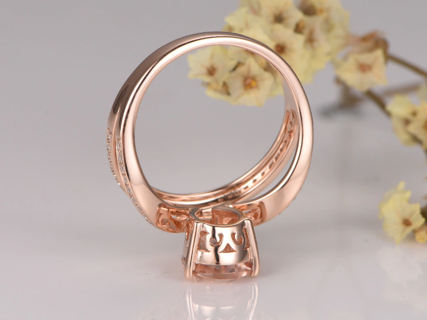 2 CT Pear Cut Morganite Diamond Solitaire Engagement Ring 925 Sterling Silver