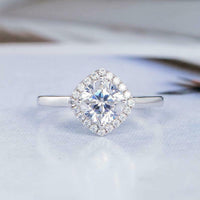 2.20 CT Cushion Cut Simulated Halo Wedding Ring 925 Sterling Silver