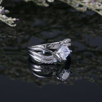 1 CT  Princess Cut White Sapphire Diamond 925 Sterling Silver Wedding Ring