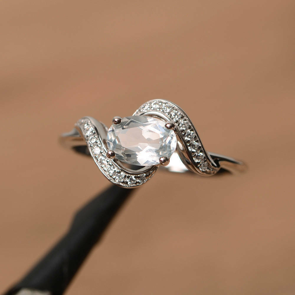 925 Sterling Silver Wedding Fancy Swirl Ring 2 CT Oval Cut Diamond