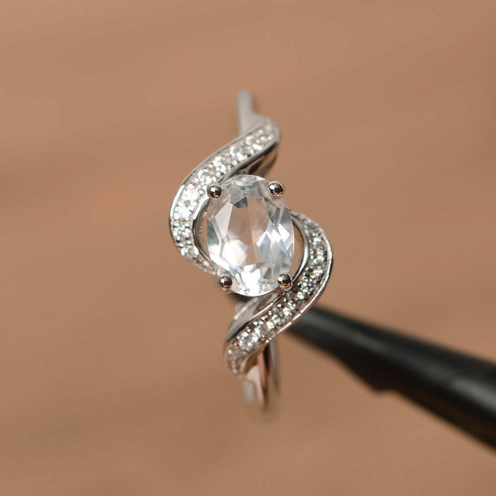 925 Sterling Silver Wedding Fancy Swirl Ring 2 CT Oval Cut Diamond