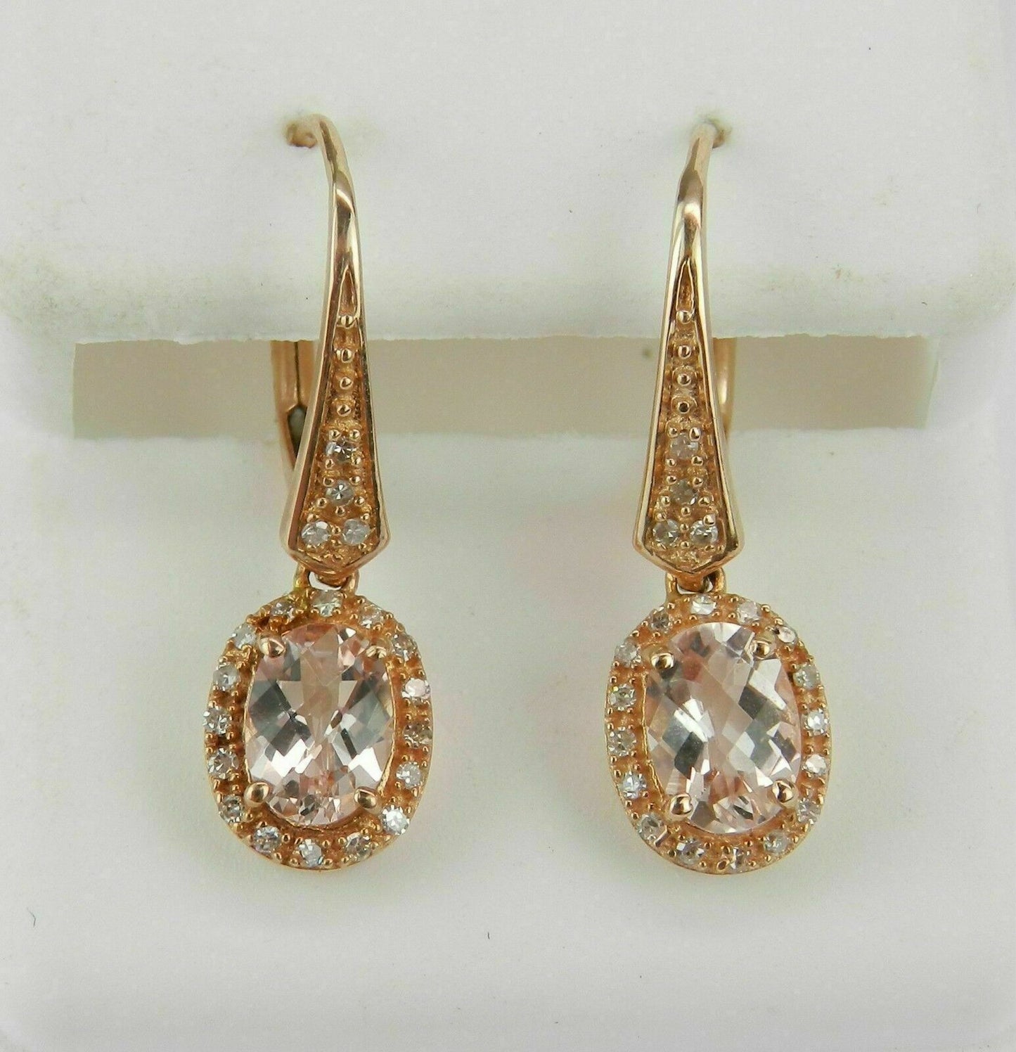 3 CT Oval Cut Morganite Diamond Leverback Drop/Dangle Earrings 925 Sterling Silver