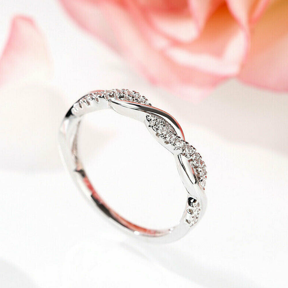 Half Eternity Band Wedding Ring 0.25 CT Round Cut Diamond 925 Sterling Silver