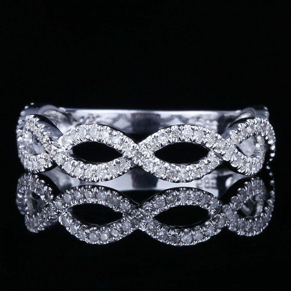 0.33 CT Round Cut Diamond 925 Sterling Silver Infinity Wedding Ring