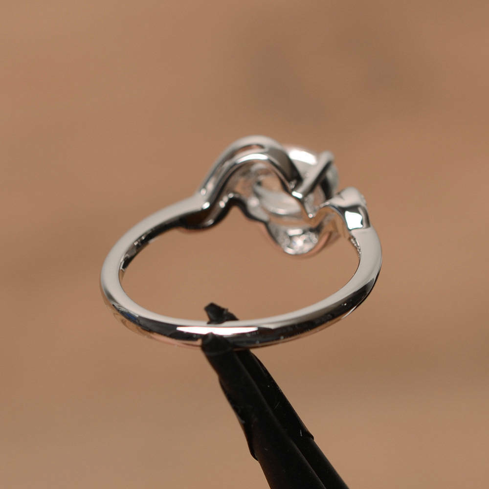 925 Sterling Silver Wedding Fancy Swirl Ring 2 CT Oval Cut Diamond
