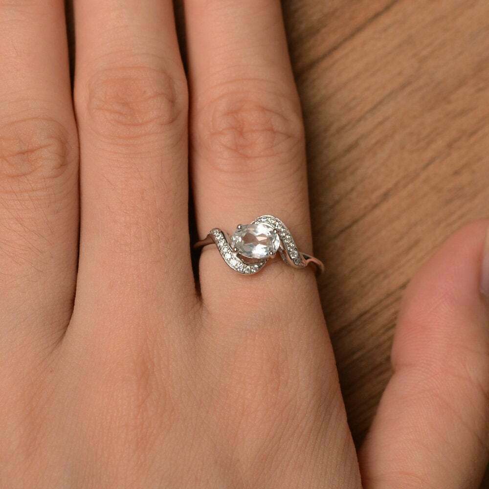 925 Sterling Silver Wedding Fancy Swirl Ring 2 CT Oval Cut Diamond