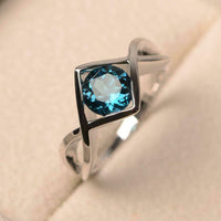 1.30 CT Aquamarine Round Diamond Engagement Ring 925 Sterling Silver