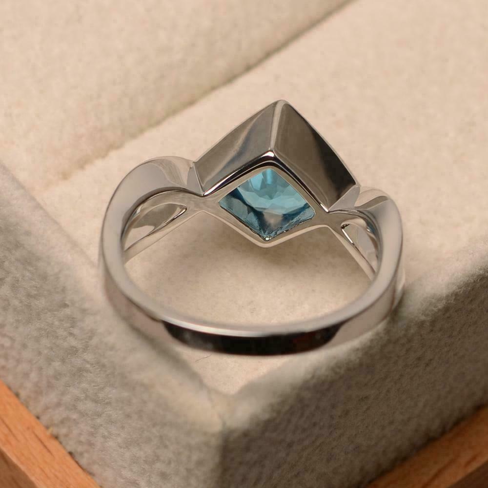 1.30 CT Aquamarine Round Diamond Engagement Ring 925 Sterling Silver