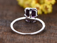 1 CT Emerald Cut Amethyst Halo Women's Engagement Ring 925 Sterling Silver