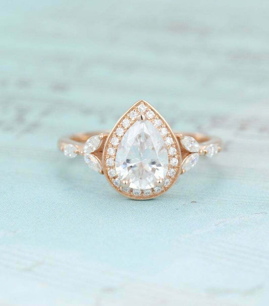 1.30 CT Pear Cut Diamond  925 Sterling Silver Women's Wedding Ring