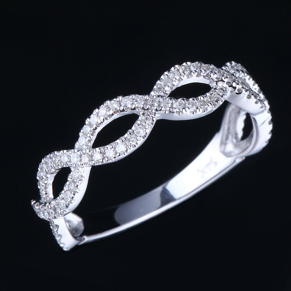 0.33 CT Round Cut Diamond 925 Sterling Silver Infinity Wedding Ring
