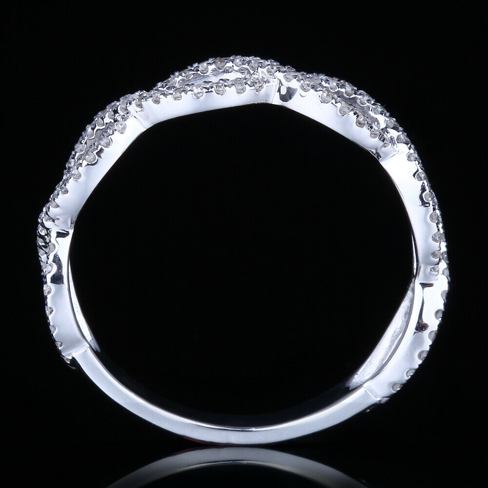0.33 CT Round Cut Diamond 925 Sterling Silver Infinity Wedding Ring