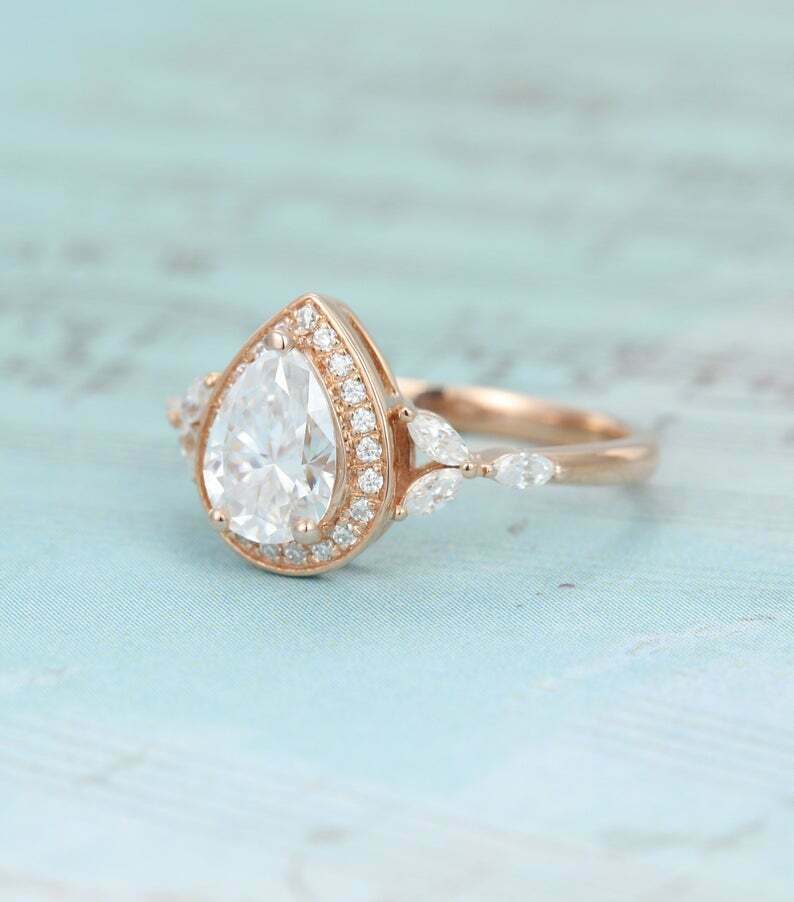 1.30 CT Pear Cut Diamond  925 Sterling Silver Women's Wedding Ring