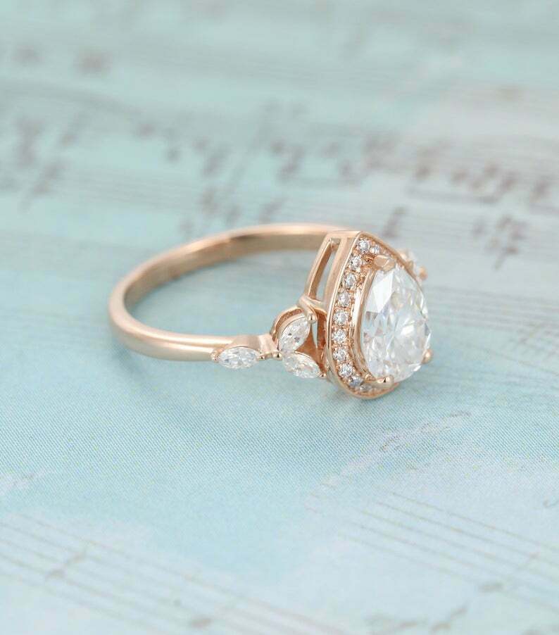 1.30 CT Pear Cut Diamond  925 Sterling Silver Women's Wedding Ring