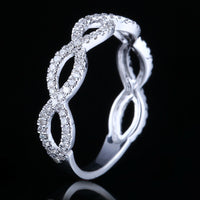 0.33 CT Round Cut Diamond 925 Sterling Silver Infinity Wedding Ring
