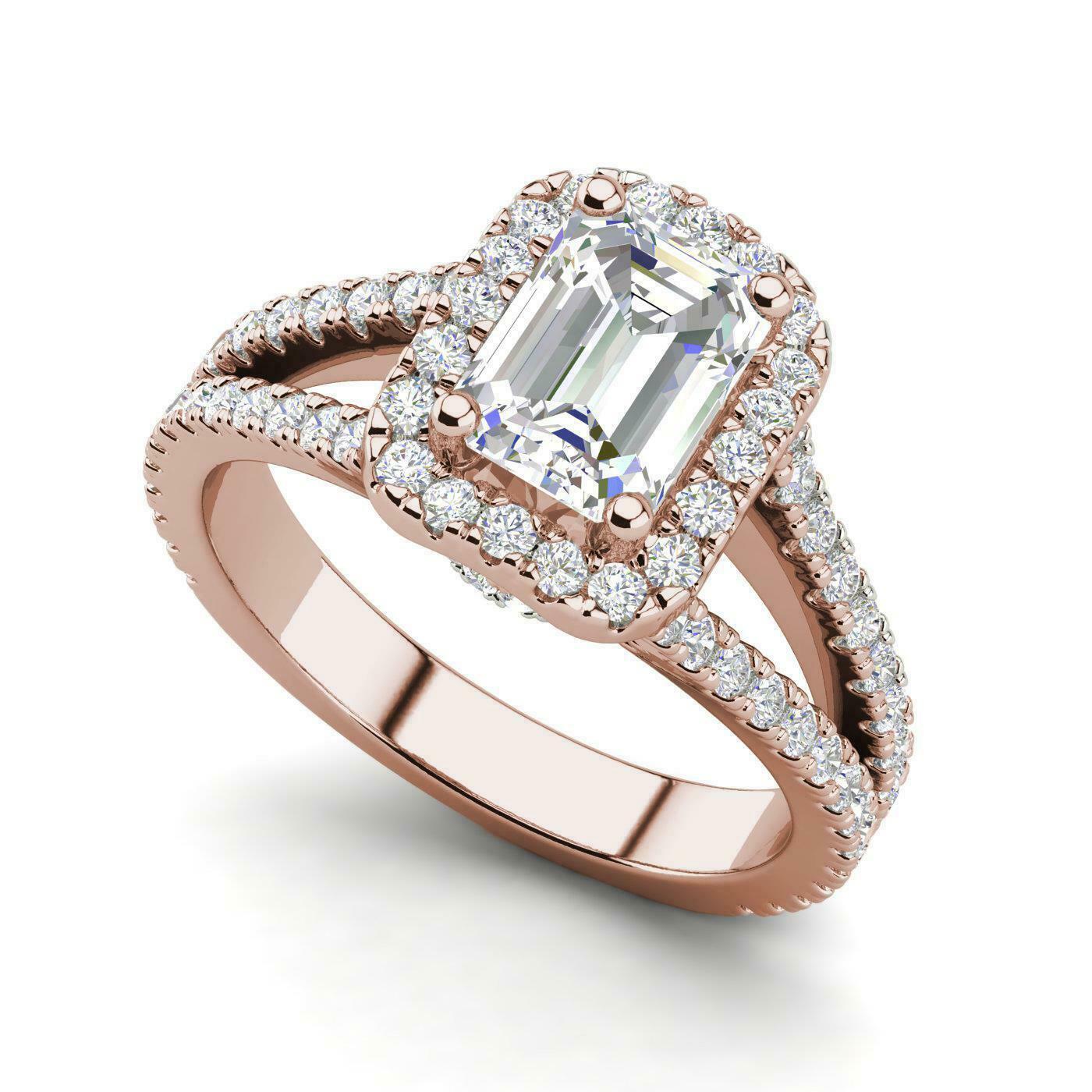 2 CT Emerald Cut White Diamond  925 Sterling Sliver Wedding Ring