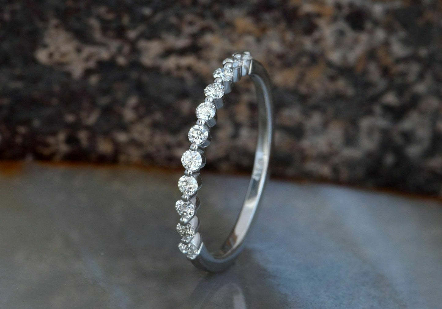 Half Eternity Women Wedding Band Ring 1 CT Round Cut Diamond 925 Sterling Silver