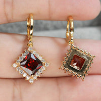 4 CT Princess Cut Red Garnet Drop/Dangle Pretty Earring 925 Sterling Silver