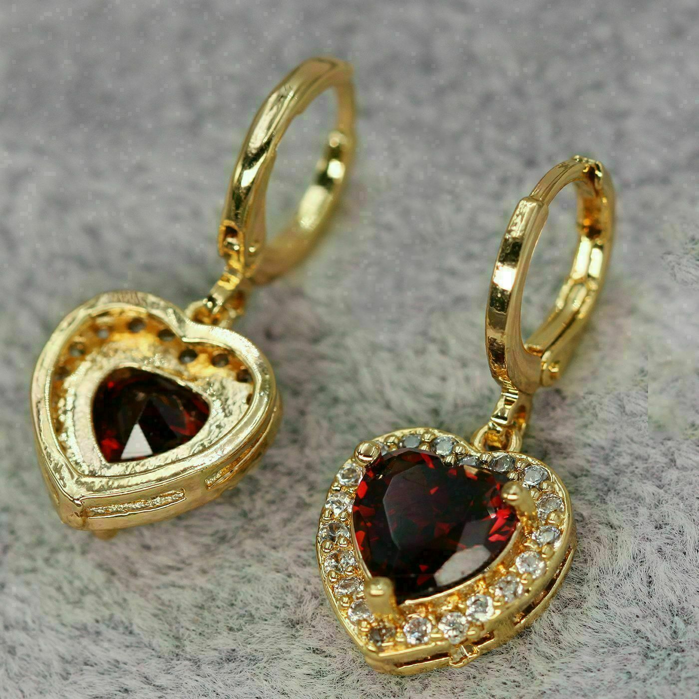 925 Sterling Sliver 3 CT Heart Cut Red Ruby Drop/Dangle Earrings For Women's