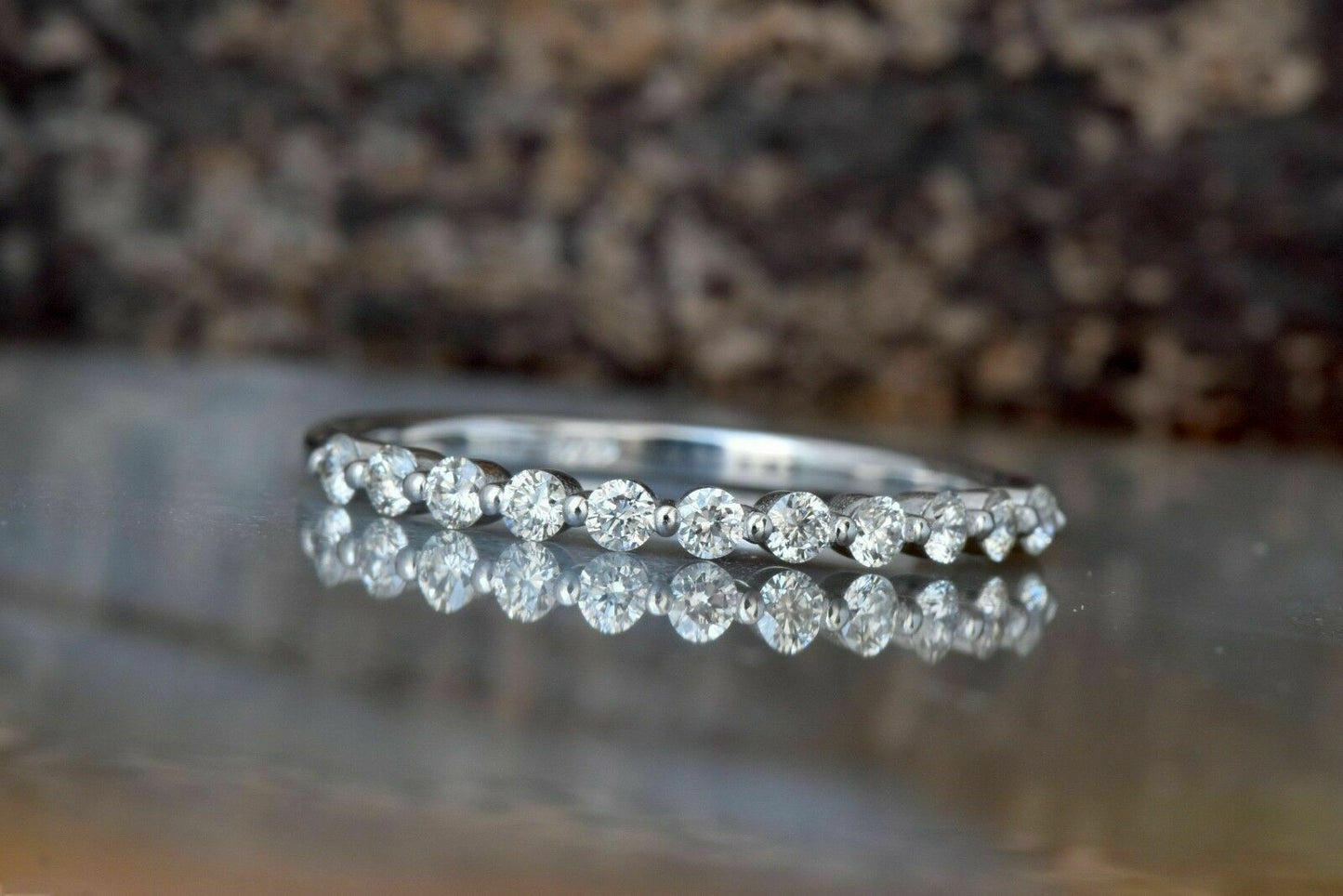 Half Eternity Women Wedding Band Ring 1 CT Round Cut Diamond 925 Sterling Silver