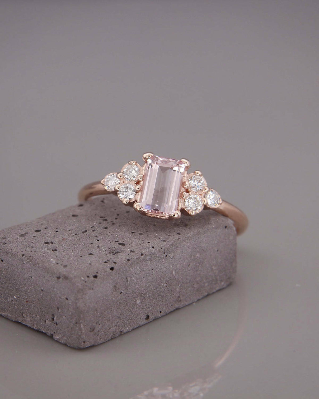 1 CT Baguette Cut Morganite Diamond Cluster Wedding Ring 925 Sterling Silver