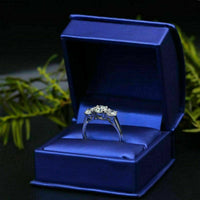 2 CT Round Cut White Diamond 925 Sterling Silver Three Stone Wedding Ring