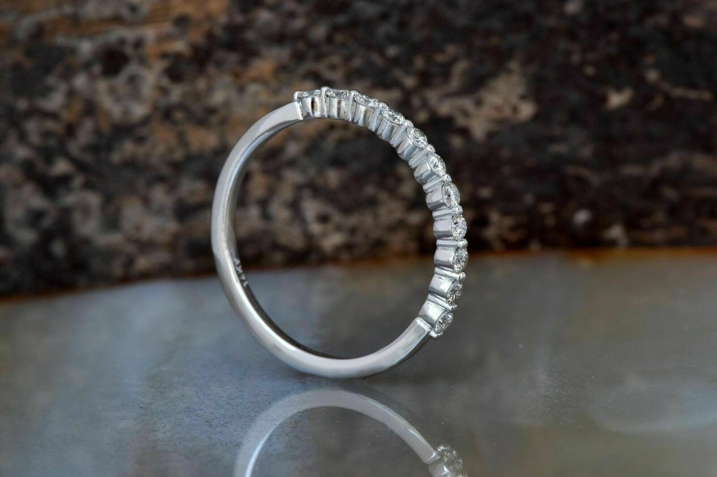 Half Eternity Women Wedding Band Ring 1 CT Round Cut Diamond 925 Sterling Silver