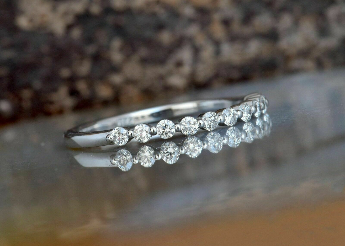 Half Eternity Women Wedding Band Ring 1 CT Round Cut Diamond 925 Sterling Silver
