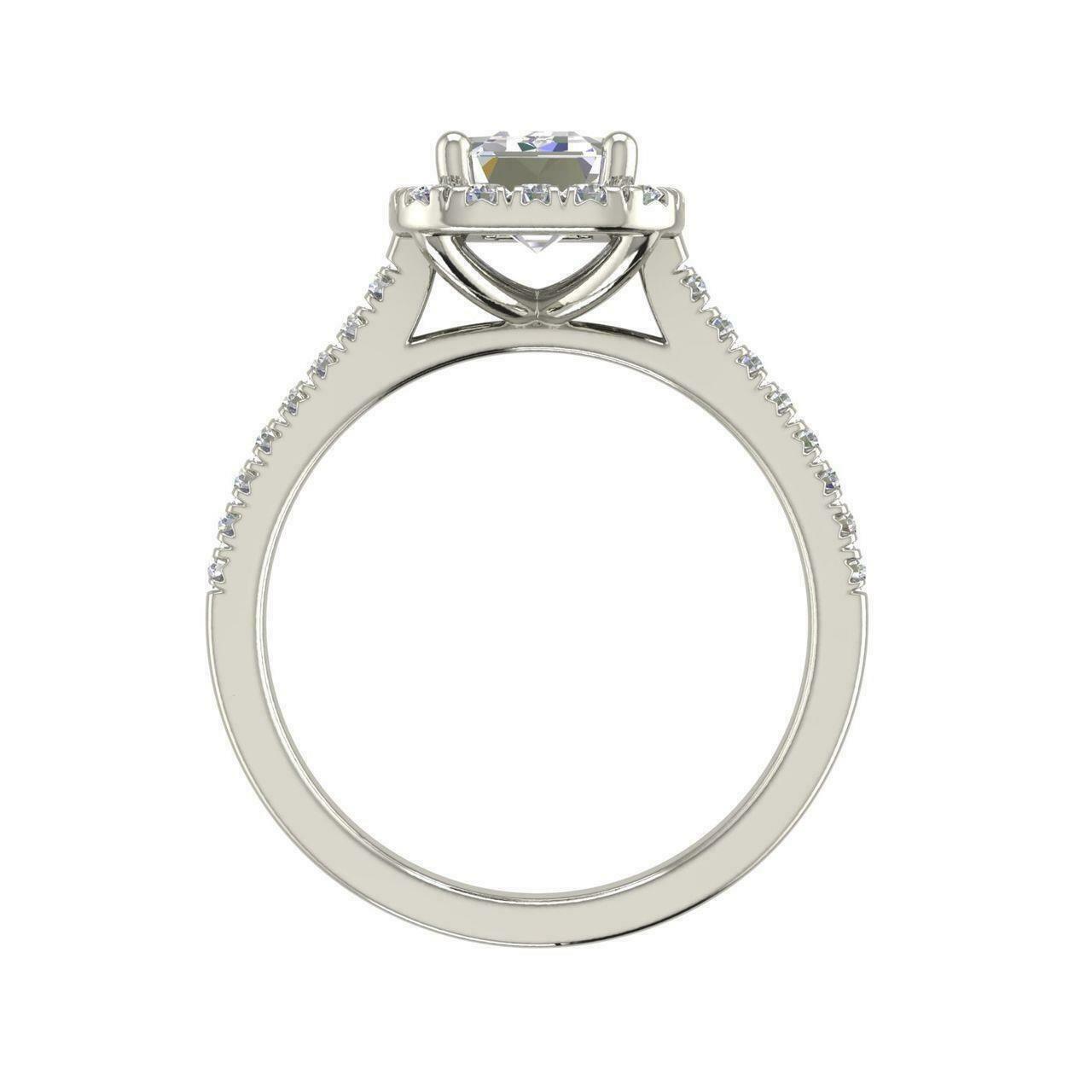 2 CT Emerald Cut White Diamond Halo Engagement Ring 925 Sterling Sliver