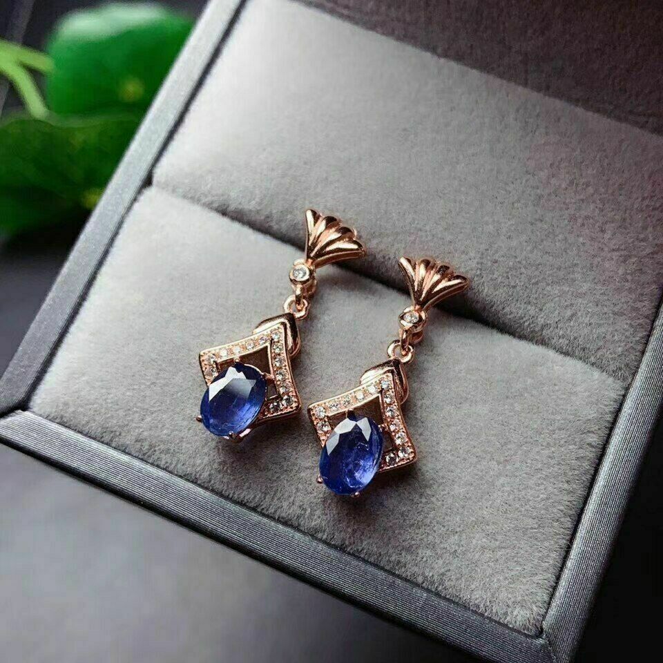 925 Sterling Silver 3 CT Oval Cut Blue Tanzanite Drop/Dangle Push Back Earring