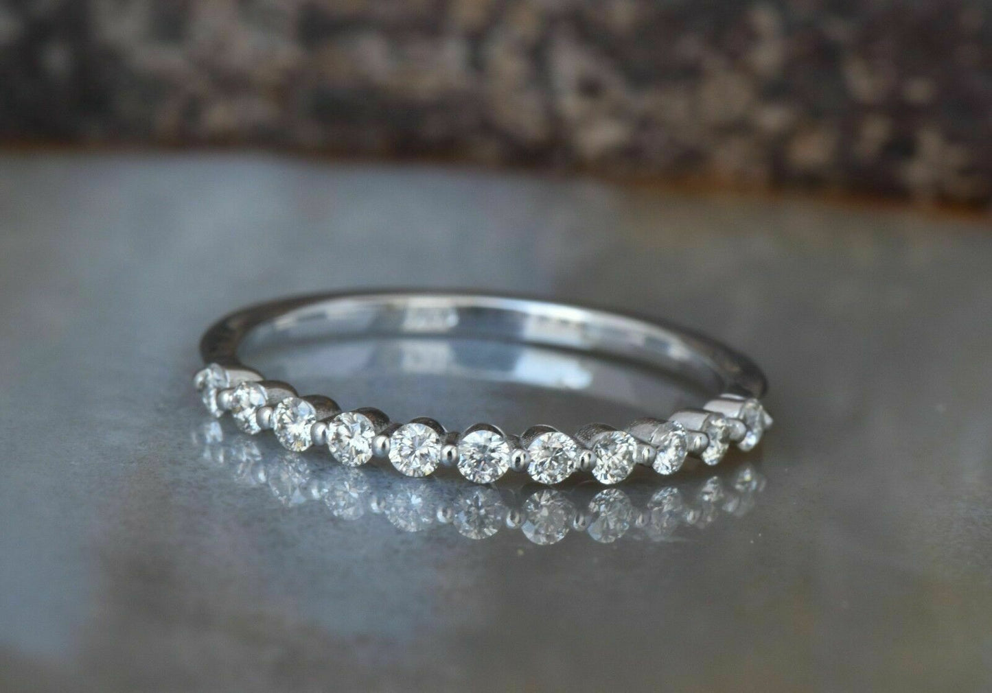 Half Eternity Women Wedding Band Ring 1 CT Round Cut Diamond 925 Sterling Silver