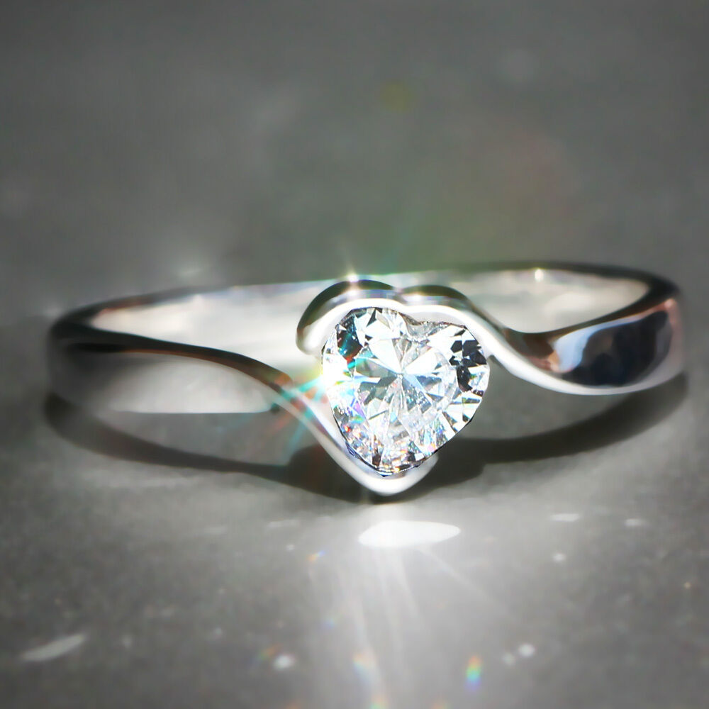 CT Heart Cut White Sapphire Diamond 925 Sterling Silver Wedding Heart  Ring Gift For Her