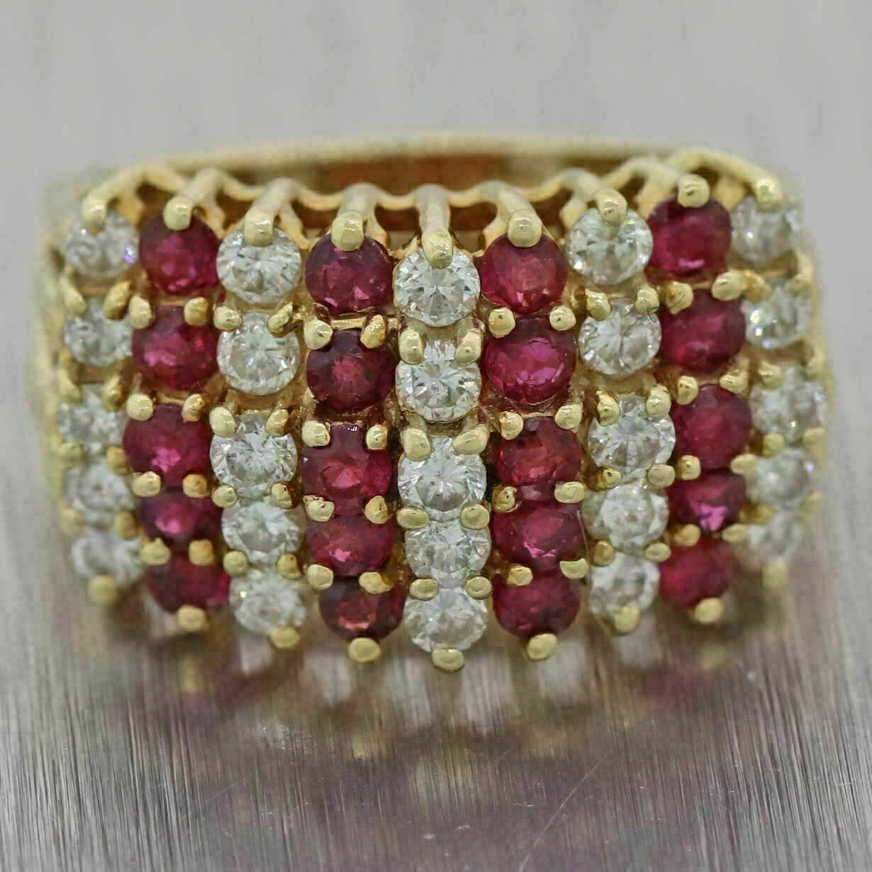 1.10 CT Round Cut Ruby Diamond Cluster Wedding Ring 925 Sterling Silver