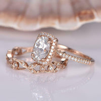 2 CT Oval Cut Diamond Bridal Set Engagement Ring 925 Sterling Silver