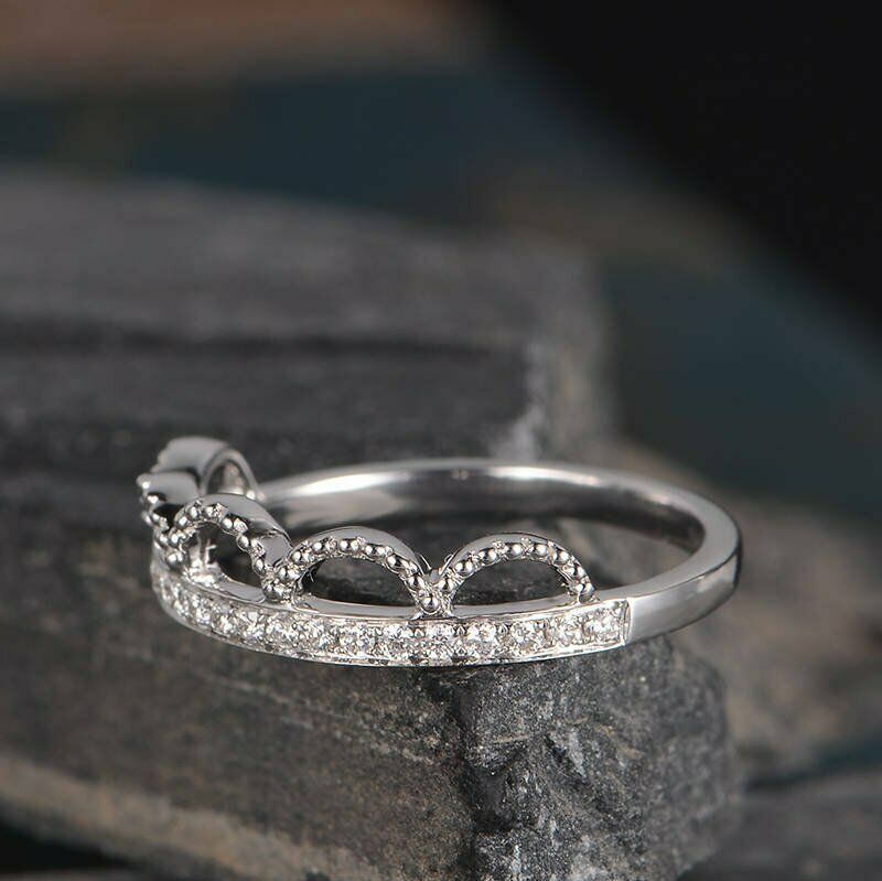 1 CT Round Cut Diamond Engagement Ring 925 Sterling Silver Milgrain Unique Design