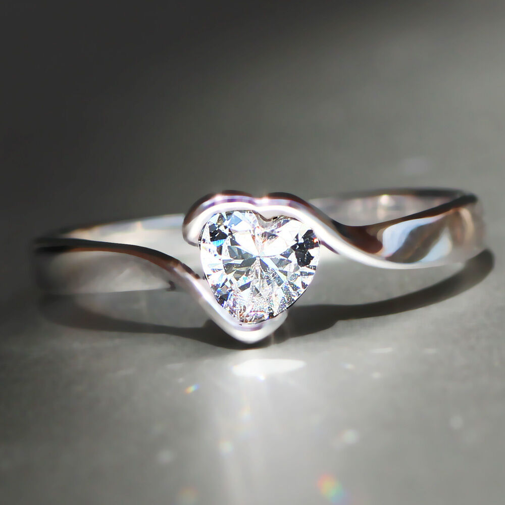 1 CT Heart Cut White Sapphire Diamond 925 Sterling Silver Wedding Heart Ring Gift For Her