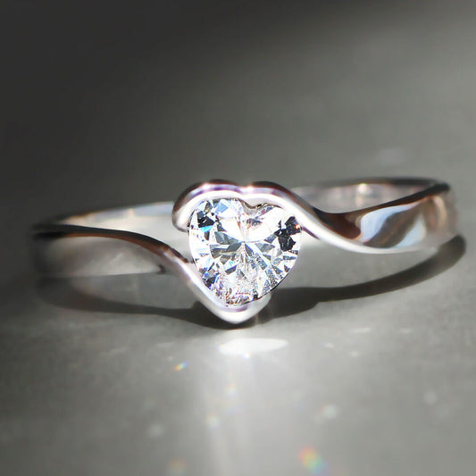 1 CT Heart Cut White Sapphire Diamond 925 Sterling Silver Wedding Heart Ring Gift For Her