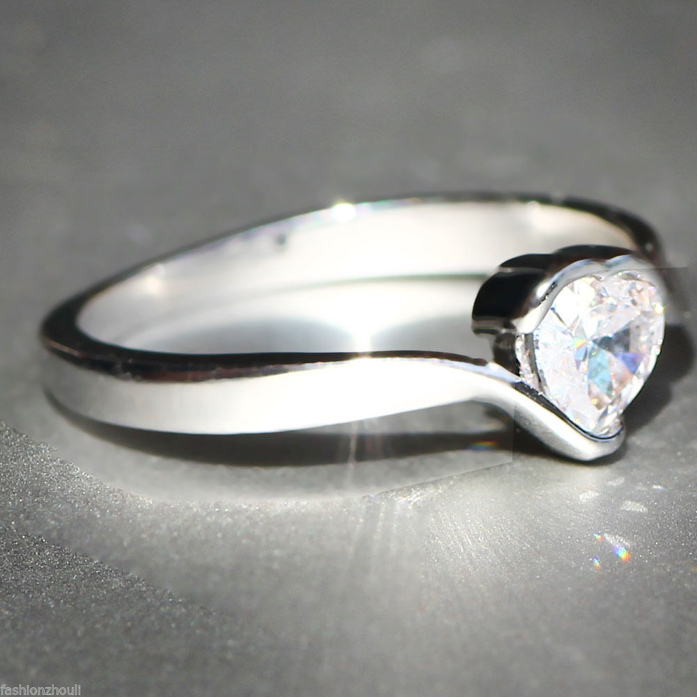 1 CT Heart Cut White Sapphire Diamond 925 Sterling Silver Wedding Heart Ring Gift For Her