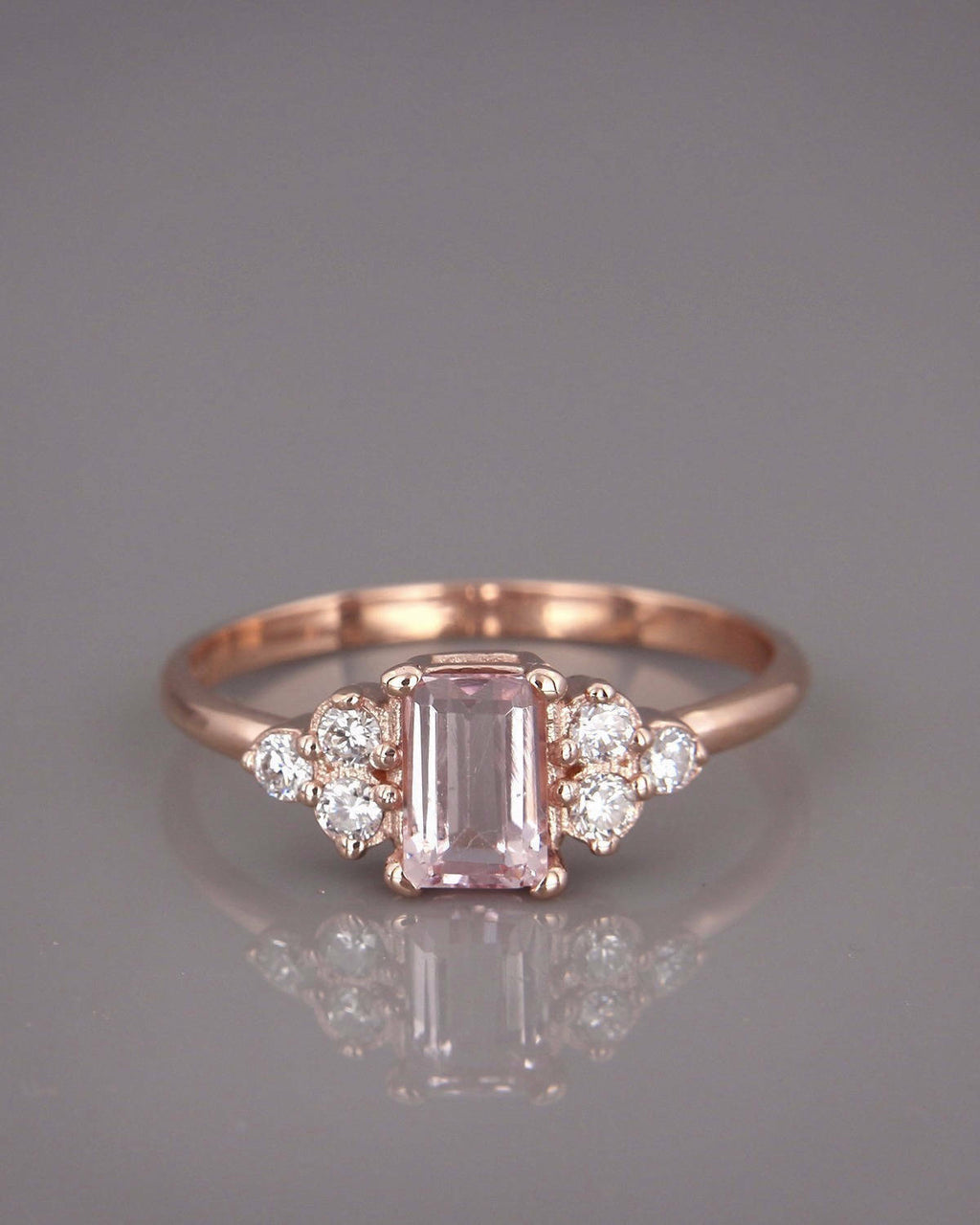 1 CT Baguette Cut Morganite Diamond Cluster Wedding Ring 925 Sterling Silver