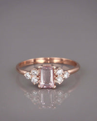 1 CT Baguette Cut Morganite Diamond Cluster Wedding Ring 925 Sterling Silver