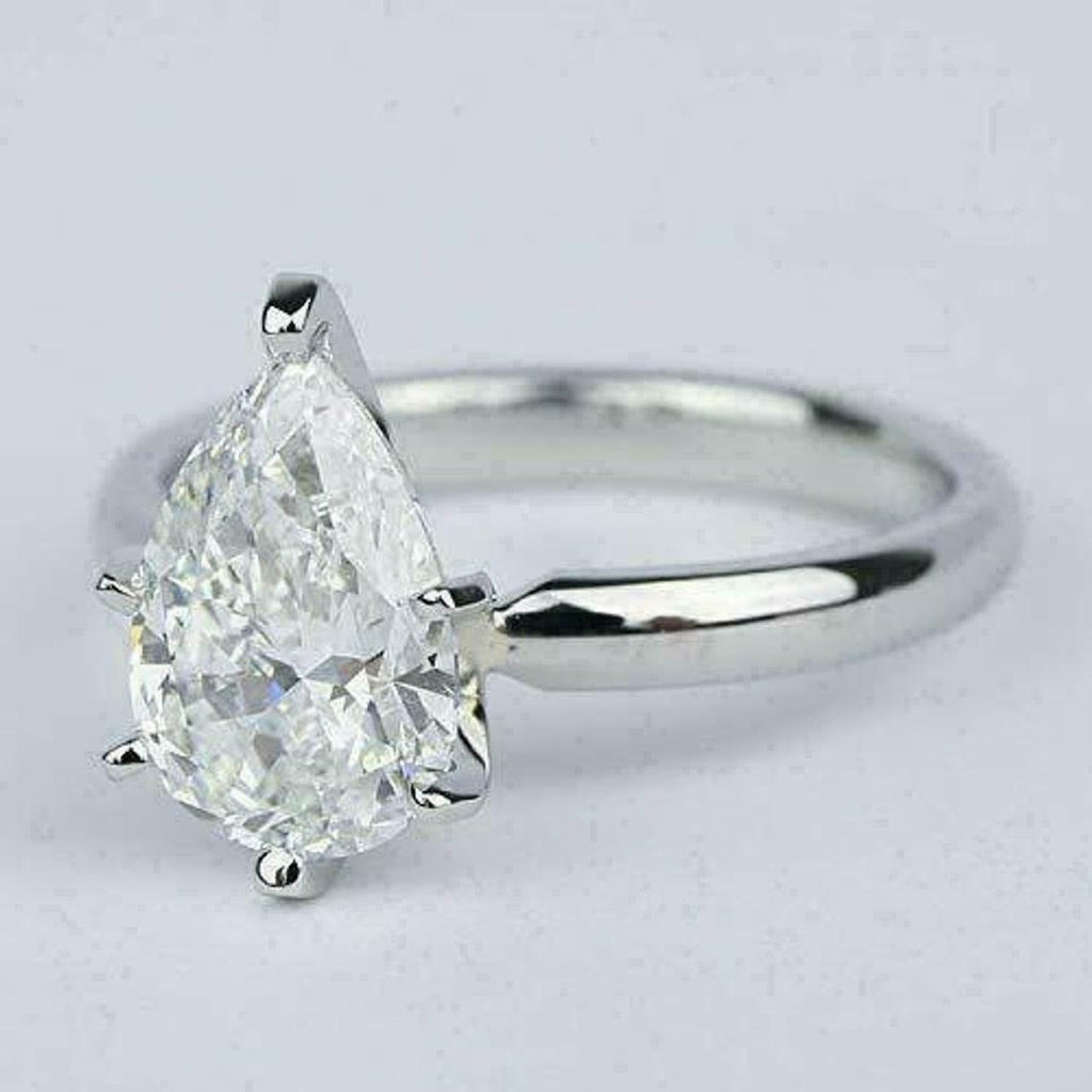 1 CT Pear Cut Diamond Solitaire Engagement Ring 925 Sterling Silver