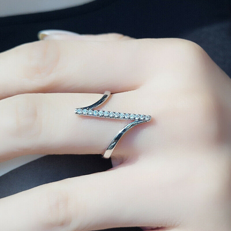 0.75 White Sapphire Diamond 925 Sterling Silver Wedding Ring Elegant Women Jewelry