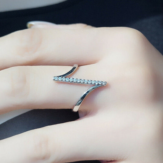 0.75 White Sapphire Diamond 925 Sterling Silver Wedding Ring Elegant Women Jewelry