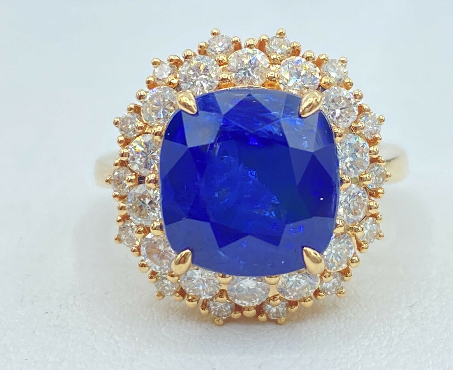 3 CT Cushion Cut Sapphire Diamond 925 Sterling Silver Women's Halo Wedding Ring